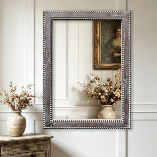 24x32 Inch Rectangular Wood Wall Mirror Rustic Farmhouse Decorative Mirrors by BlueprintIvy