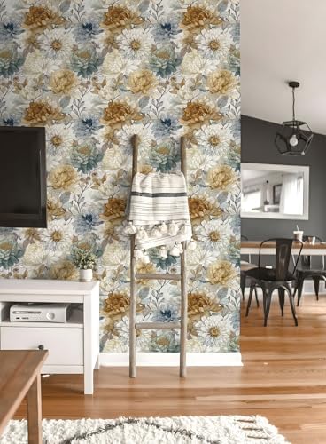 Vintage Floral Peel and Stick Wallpaper, Neutral Botanical Peony Wallpaper - Image 5