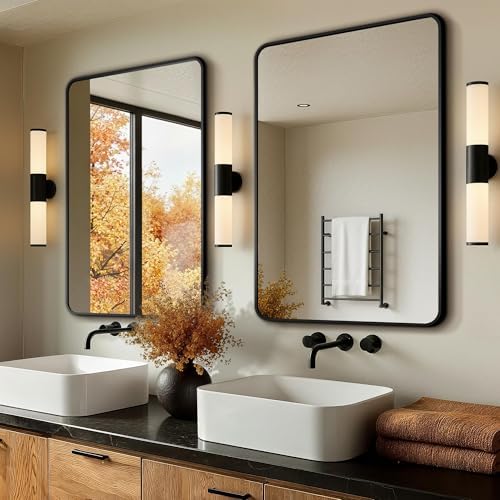 Vanity Black Bathroom Mirror for Over Sink, 2 Pack 36”x24” by LawadaMirror