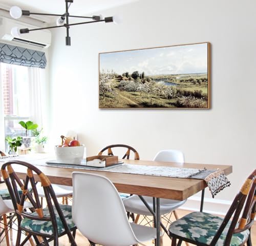 DJSYLIFE Farmhouse Apple Blossoms Landscape Framed Wall Art - Image 5