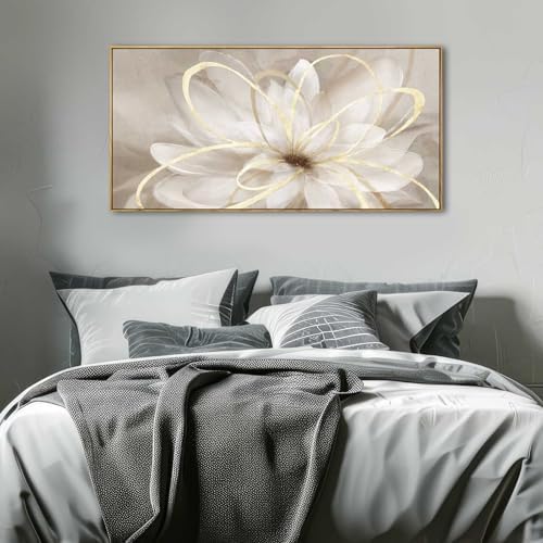 Framed Abstract Wall Art Gold Pictures Wall Decor Line Painting on Canvas 20"x - Image 3