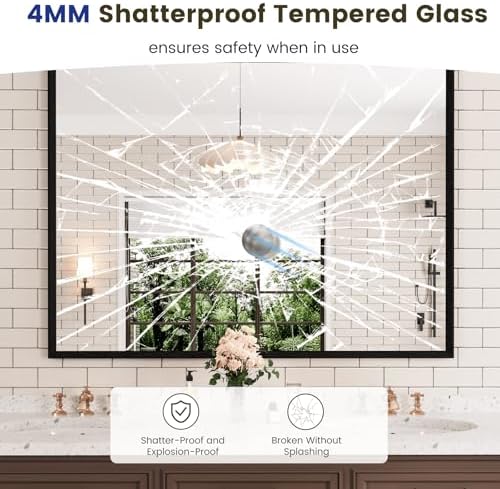 WEER Matte Black Bathroom Vanity Mirror 48X36 Inch - Image 2