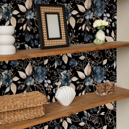 Black Gold Floral Peel and Stick Wallpaper 17.7"x78.8" - Image 5