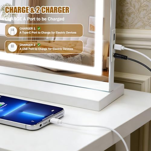 Vanity Mirror with Lights 28"x20", LED Makeup Mirror, 3 Color Lighting Modes - Image 6