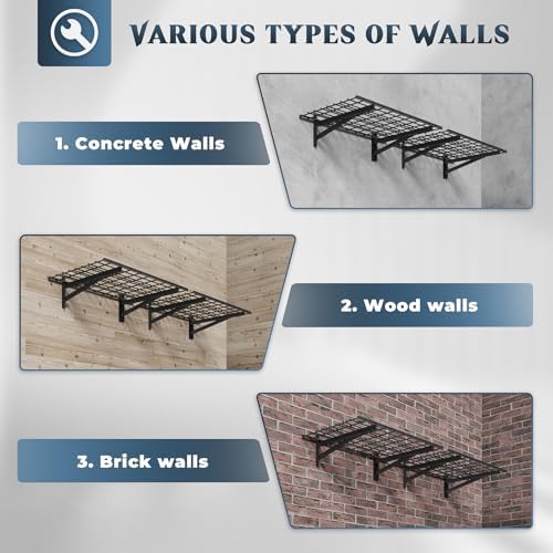 Jusgym 2 Pack Wall Mounted Garage Shelving, 700lbs Integrated Grid - Image 3