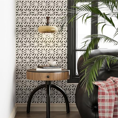 Ismoon Peel and Stick Wallpaper Boho Geometric Wallpaper Black and Beige - Image 3