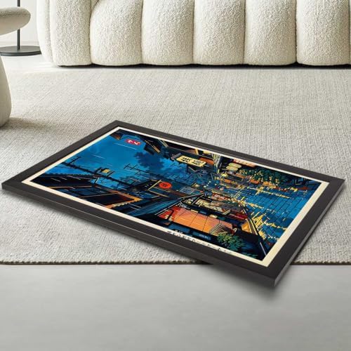 Black Framed Rainy Japanese Street Canvas Wall Art 8x10in - Image 3