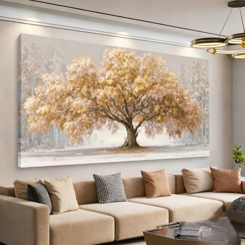 Gold Tree Of Life Wall Art Decor 35"x70" Landscape Wall Art by HXSRQFAART