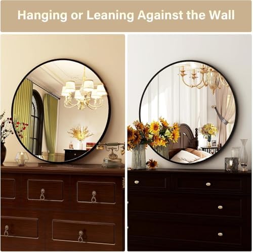 HARRITPURE Round Mirror 36 Black Wall Mounted Circle Mirrors - Image 5