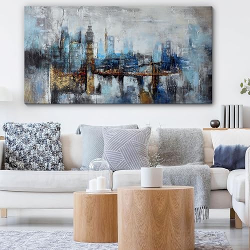 Pogusmavi Large Wall Art for Bedroom Abstract City View Canvas Art Modern Home - Image 2