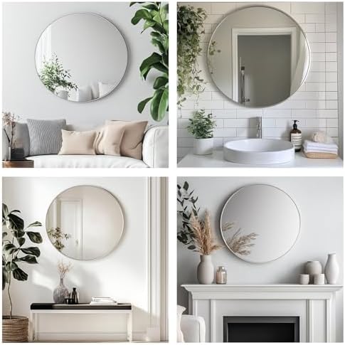 Oruii Small Round Mirror, 16 inch Silver Circle Mirror - Image 6