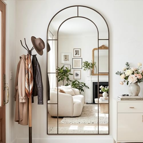 78" x 38" Arched Full Length Floor Mirror, Farmhouse Window Pane Mirror - Image 3