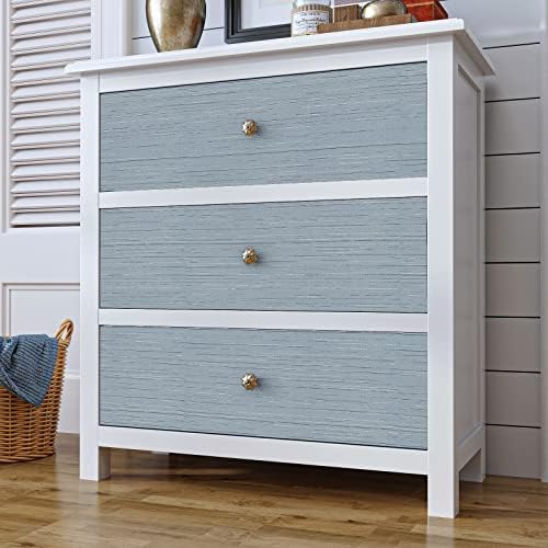 VaryPaper 15.7''x78.7'' Grayish Blue Grasscloth Wallpaper Textured Peel and - Image 2
