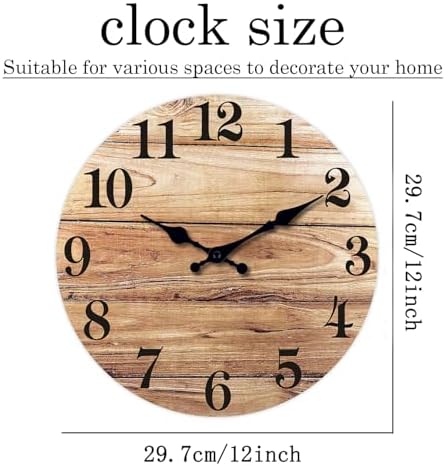 XNM Round 12 Inch Farmhouse Small Wall Clocks Battery Operated - Image 5