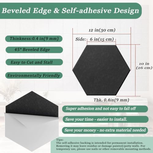 Hexagon Acoustic Panels, 12 Pack Self-Adhesive Sound Panels - Image 4