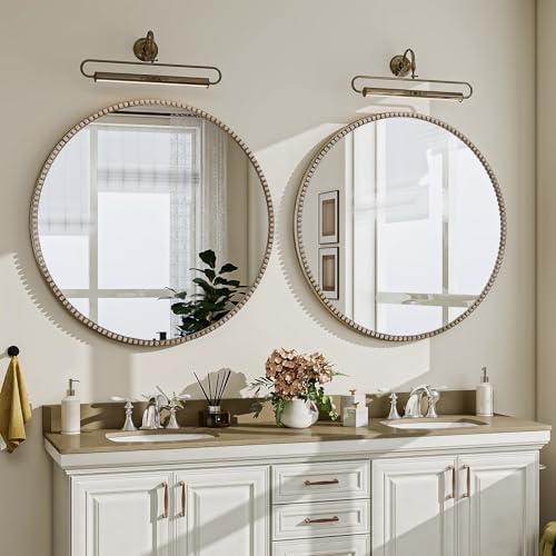 Vintage Round Mirror, 28 Inch Circle Wall Mounted - Image 2