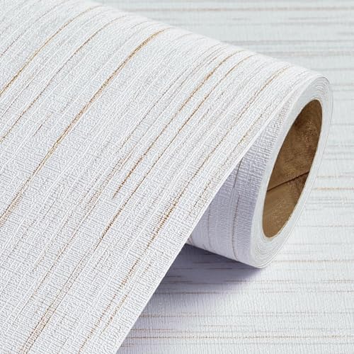 Livelynine Textured Wallpaper Peel and Stick White and Gold Grasscloth by Livelynine