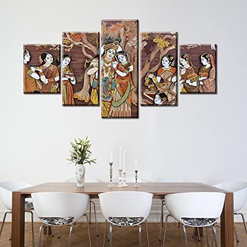 DJSYLIFE Radha Krishna Canvas Wall Art, Indian God - Image 5