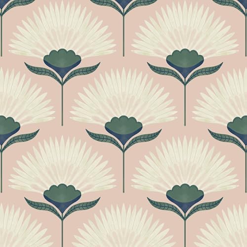 CiCiwind 17.3"×197" Pink Peel and Stick Wallpaper Floral Wall Paper Removable by CiCiwind