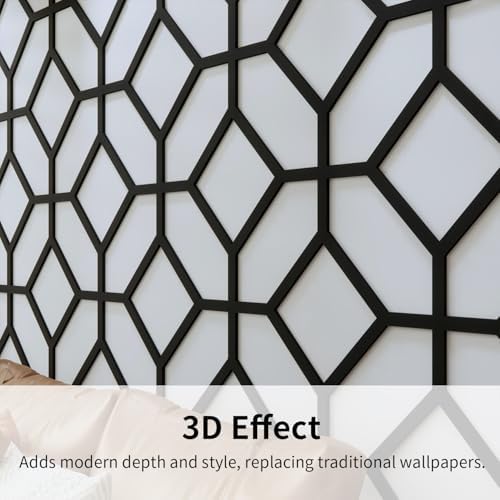 Decorative Modular Fretwork 3D Wall Panels, Cross Grid Black - Image 3