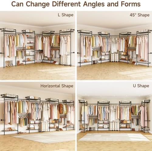 ONBRILL L7 Wall Mounted Industrial Pipe Clothing Rack, Corner Closet System - Image 5