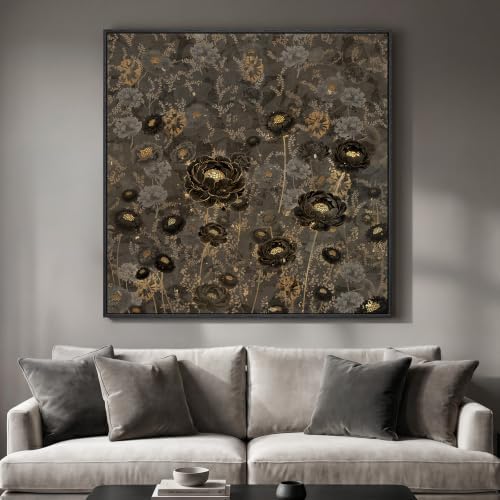 Extra Large Framed Vintage Black Floral Wall Art by MXART