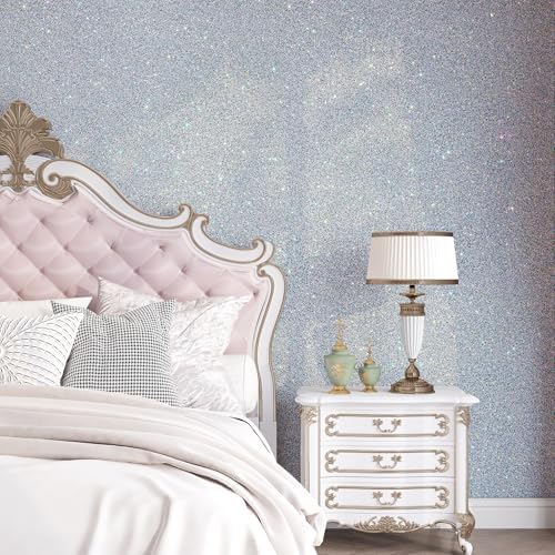 15.7"x160" Holographic Silver Glitter Wallpaper Stick and Peel Sparkle Silver - Image 2