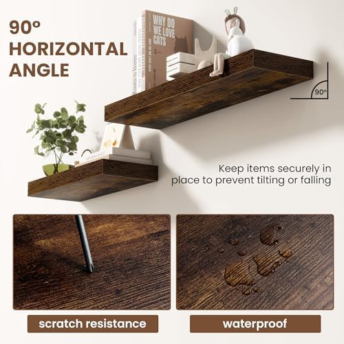Acovy 48 Inch Floating Shelves for Wall 2 Pack, Wall Mounted Floating Shelf - Image 4