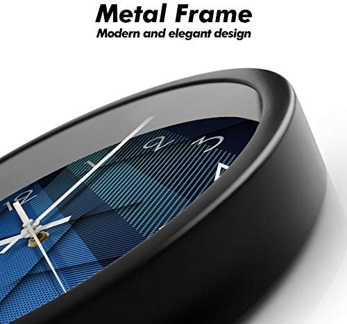 Silent Non-Ticking Analog Wall Clock, Geometric Blue Print - Image 5