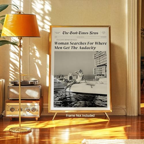 Black and White Newspapers Wall Art 12X16 in Unframed Women Searches - Image 2