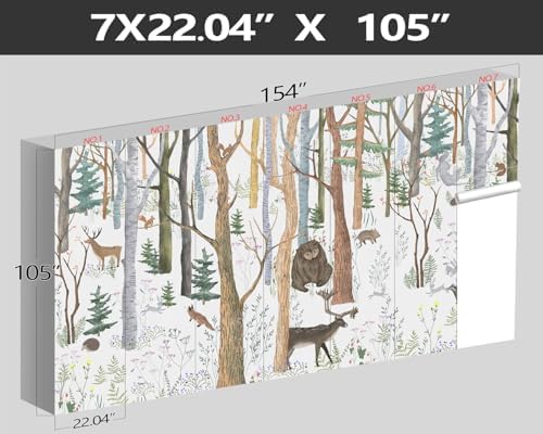 XMPMBM-Cartoon Hand-Painted Animals Woodland Nursery Room Fabric Wallpaper - Image 4
