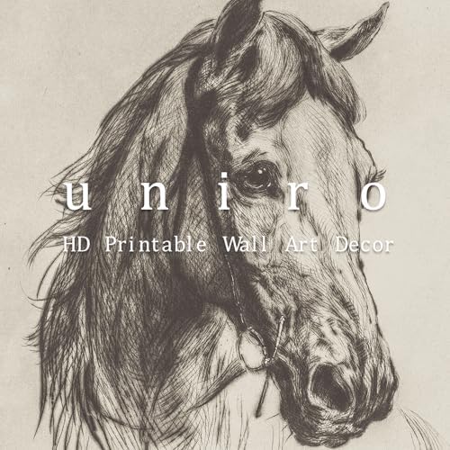 uniro Vintage Horse Etching Sketch Equestrian Retro Wall Art Print Farmhouse - Image 6