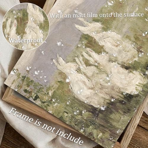 uniro Abstract Easter Bunnies Wall Art Decor, Animal Rabbit Drawing Etching - Image 4