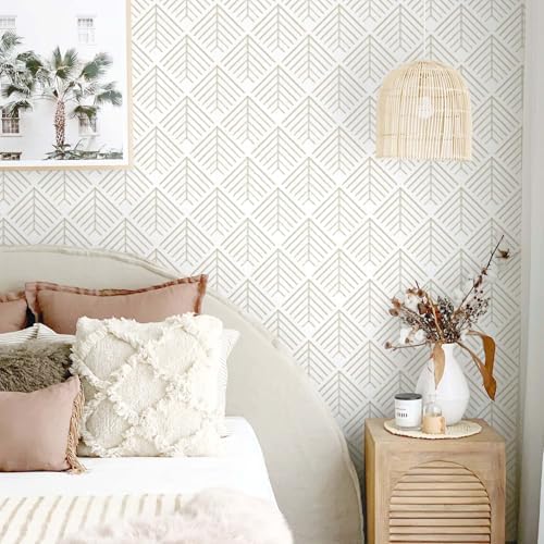 Heroad Boho Peel and Stick Wallpaper Beige Renter Friendly Wall Paper Peel and - Image 2