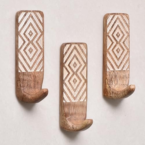 Indian Shelf 6 Pieces Wooden Adhesive Wall Hooks by IndianShelf