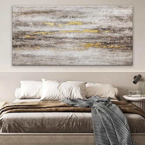 YISXINOAG Brown Grey White Abstract Wall Art Modern Contemporary 29"X58" - Image 2
