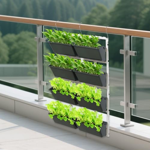 8 Pots Hanging Planter Stand, 26.3*7.3*36.6 In Vertical Garden Wall Planter - Image 6