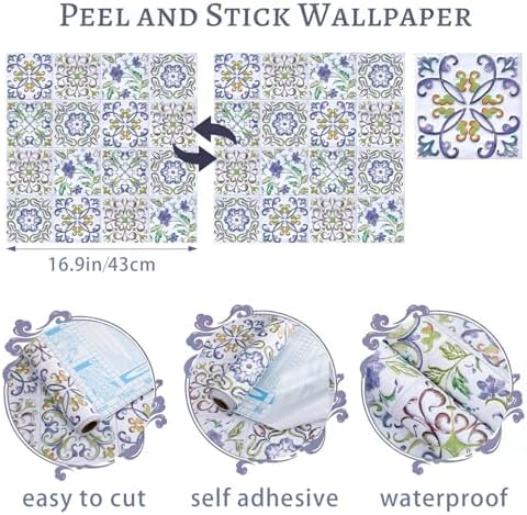 Wudnaye Blue Tile Peel and Stick Backsplash Wallpaper - Image 5
