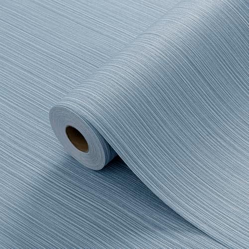 Blue Grey Grasscloth Peel and Stick Wallpaper Linen 24"x394" by HyunHome