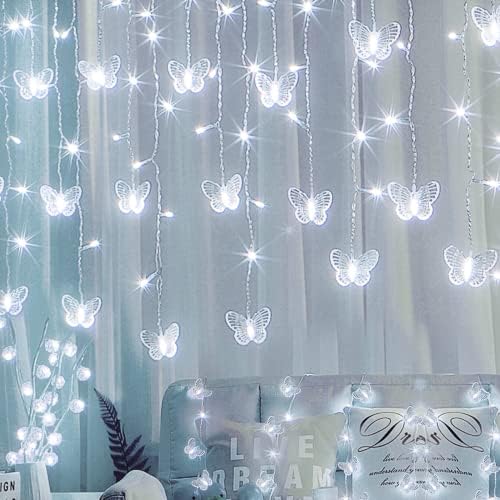 Butterfly Curtain Fairy Lights USB Plug in, 120 LED 8 Modes 20FT Firefly by SunKite
