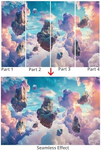 Colorful Decorative Wall Mural Wallpaper Floating Rocks Clouds Surreal Style - Image 5