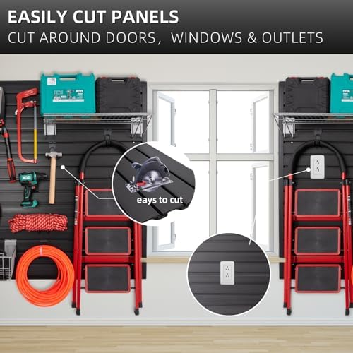 FRAYSCENT Slat Wall Paneling Garage Wall Organizer, Slatwall Panels Garage Tool - Image 6