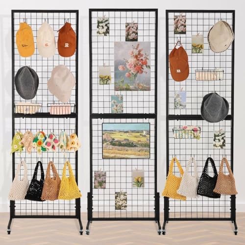 3 Packs 1.8' x 5.7' Grid Wall Panels Standing Wire Grid, Display Rack - Image 2