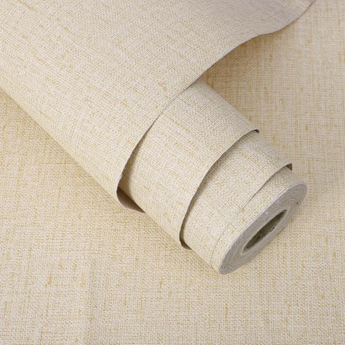 2 Roll Beige Textured Grasscloth Peel and Stick Wallpaper by Unknown