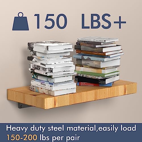Starunder 12 Inch Floating Shelf Brackets, 6 Pack L‑Shape Shelf Supports - Image 4
