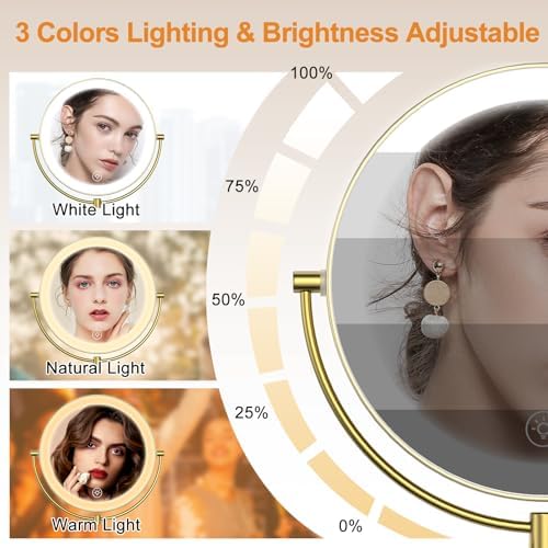 Gospire 9” Wall Mounted Lighted 1X/10X Magnifying Mirror - Image 4