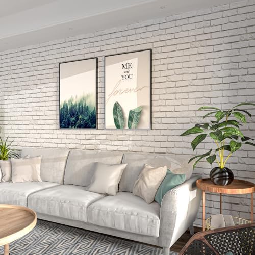 Tomete White Brick Peel and Stick Wallpaper Gray Removable 17.3”×197” - Image 2