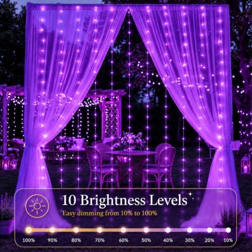 HXWEIYE 300LED Fairy Curtain Lights, 9.8x9.8Ft USB, Tangle-Free - Image 3
