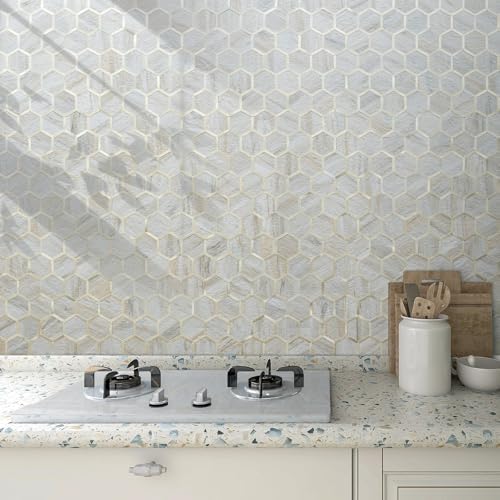 DICOFUN 10-Sheet Hexagon Peel and Stick Backsplash Tile - Image 5