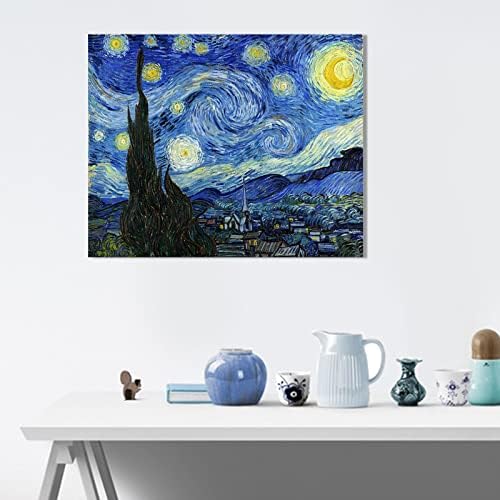 1 KINGO Van Gogh Canvas Wall Art Starry Night Landscape Painting 12" x 15" - Image 3